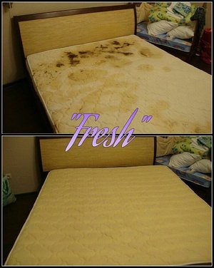 2-ух спальная кровать до и после чистки. Химчистка мебели в Перми